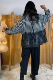 Zeta Otto Brushed Cotton Boxy Gingham Lace Blouse Mono /19=